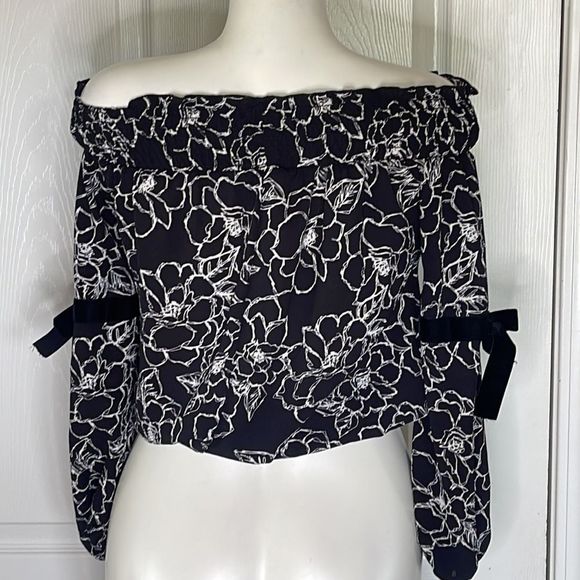 Vintage Havana off the shoulder floral crop top size s - Picture 4 of 6